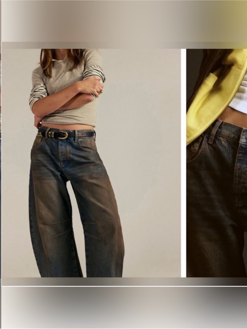 NWOT Free People We The Free Good Luck Mid-Rise Barrel Jeans - Lost Desert - 28 - Picture 9 of 13